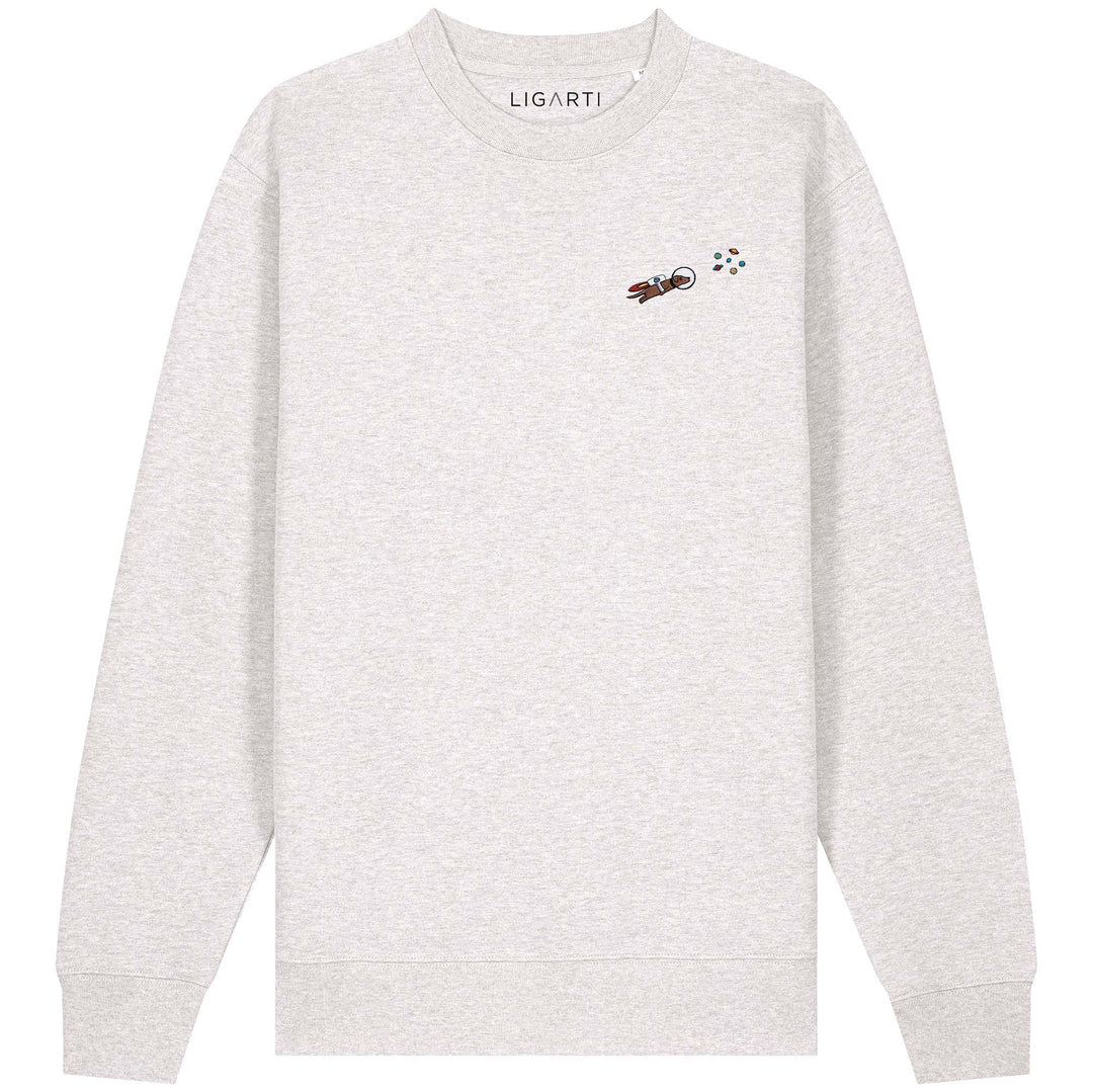 Bestickter Pullover Astrowau der Space-Hund | Grau