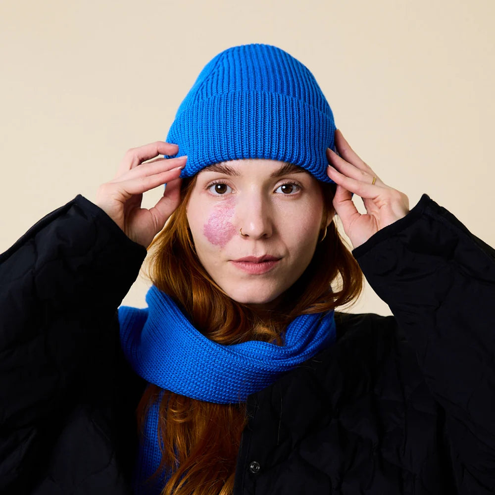 Beanie aus Merinowolle Blau