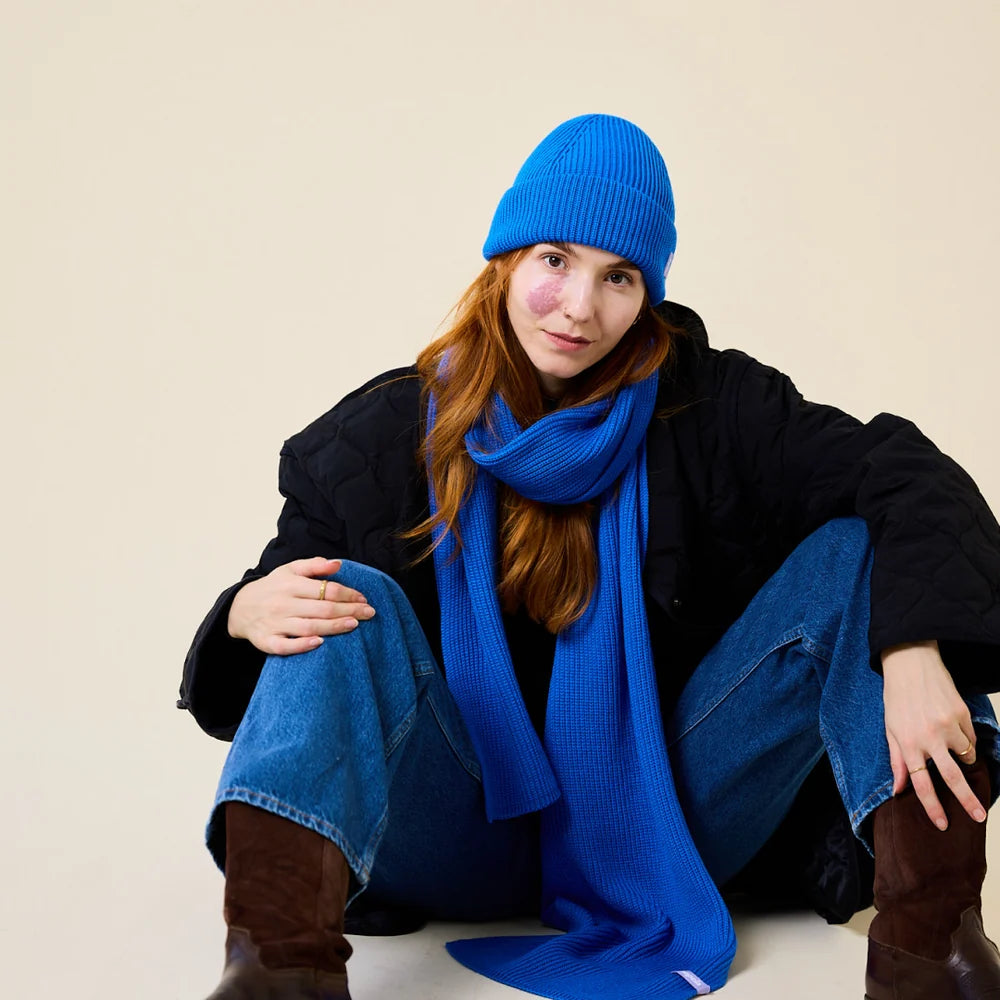Beanie aus Merinowolle Blau