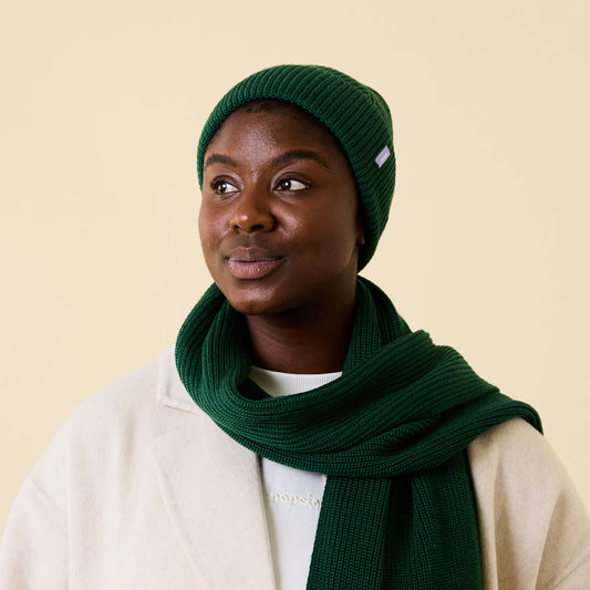 Beanie aus Merinowolle Dunkelgrün