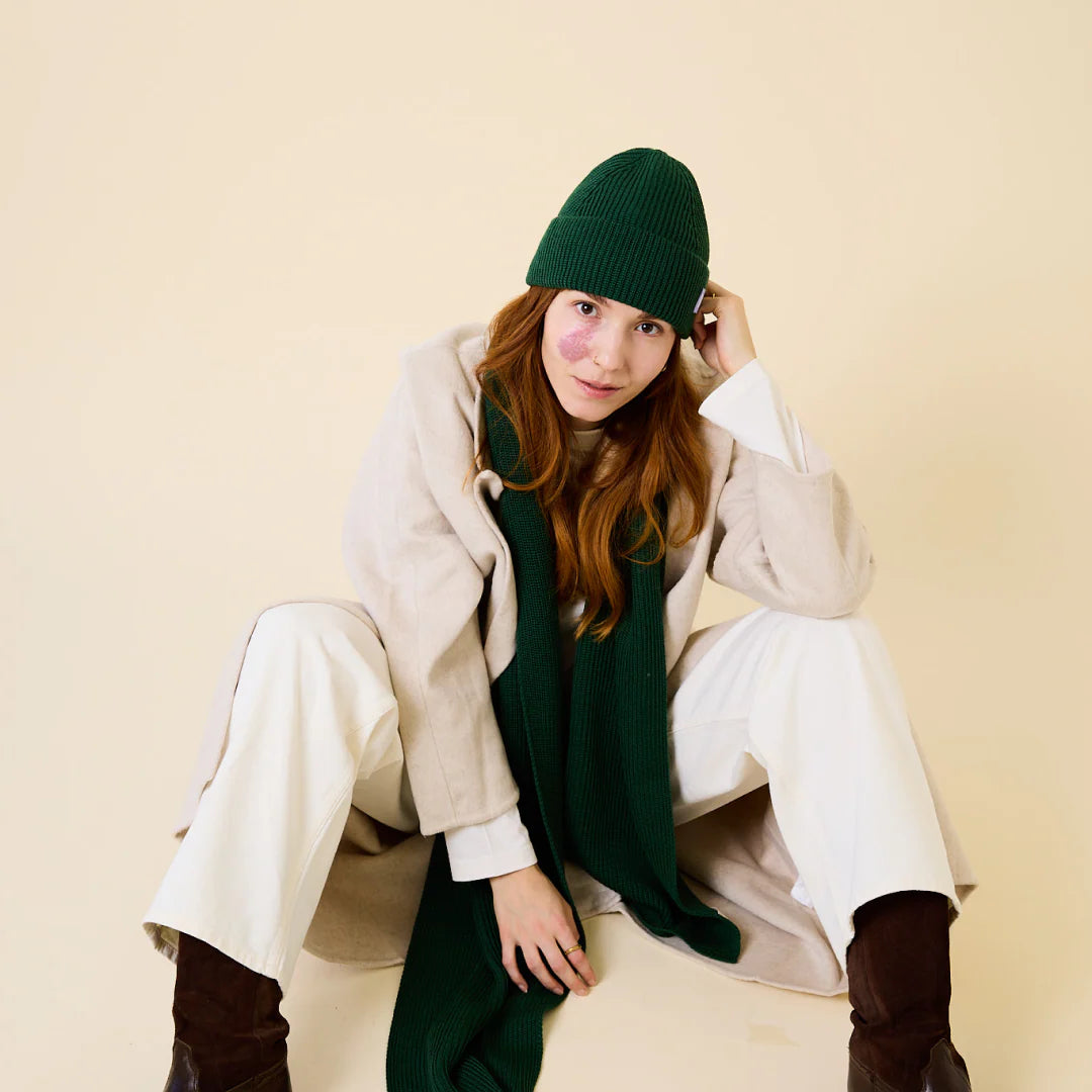 Beanie aus Merinowolle Dunkelgrün