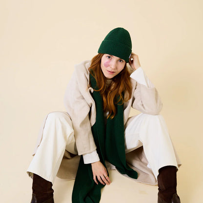 Beanie aus Merinowolle Dunkelgrün