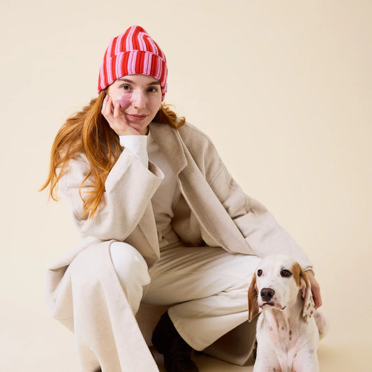 Special Beanie aus Merinowolle Pink/Rot