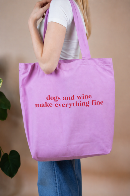 Shopper "Dogs and wine make everything fine" | verschiedene Farben