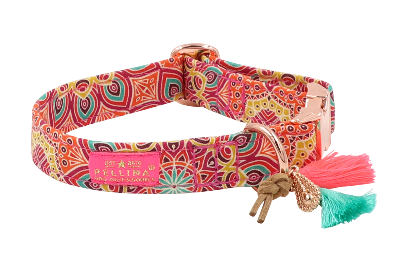 Handgemachtes Hundehalsband aus Baumwolle – Happy