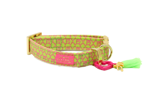 Handgemachtes Hundehalsband aus Baumwolle – SIGNATURE Summer Green