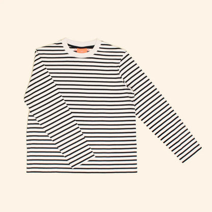 Langarmshirt Gestreift aus Bio-Baumwolle in Schwarz/Off-White