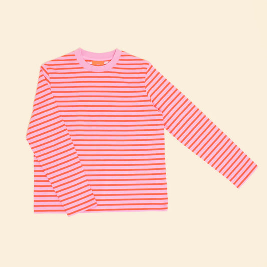 Langarmshirt Gestreift aus Bio-Baumwolle in Pink/Rot