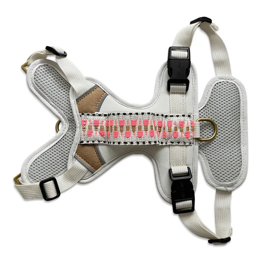 Handgemachtes Premium Hundegeschirr Gepolstert Grau/Pink von Hey Lana Ansicht Rücken, erhältlich bei fiffi&muschi - Hundeladen/Concept Store Köln