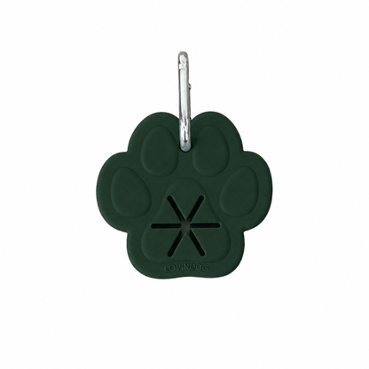 Kotbeutelhalter in Pfotenform in Darkgreen von LOVIN'DOG mit Karabiner