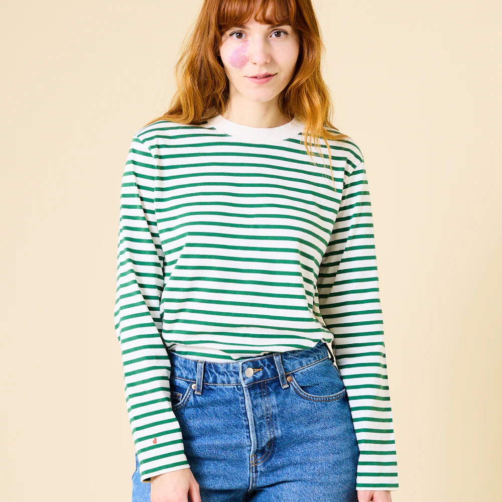 Langarmshirt Gestreift aus Bio-Baumwolle in Bordeaux/Off-White