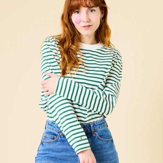 Langarmshirt Gestreift aus Bio-Baumwolle in Bordeaux/Off-White