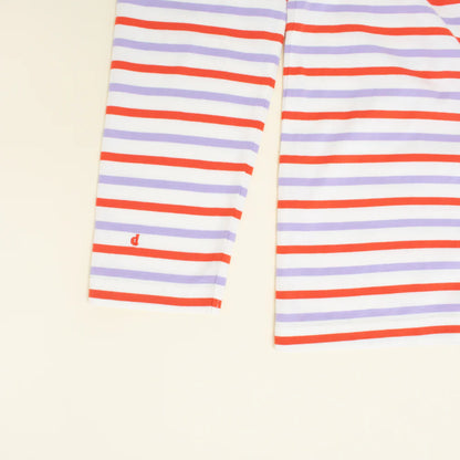 Langarmshirt Gestreift aus Bio-Baumwolle in Lila/Rot/Weiß