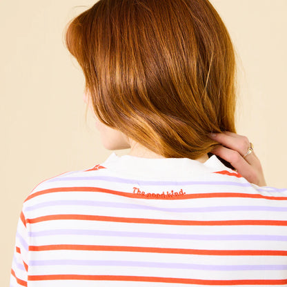 Langarmshirt Gestreift aus Bio-Baumwolle in Lila/Rot/Weiß
