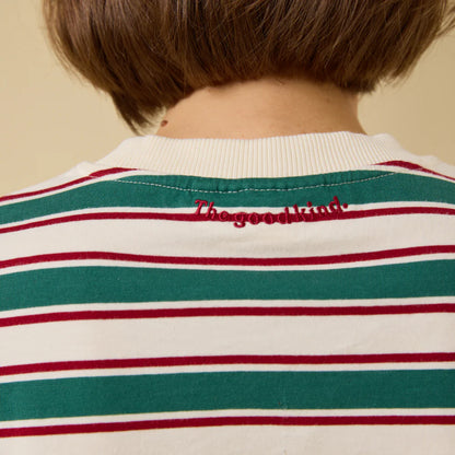 Langarmshirt Gestreift aus Bio-Baumwolle in Dunkelgrün/Bordeaux