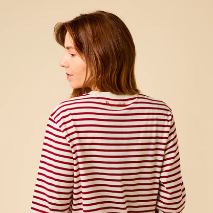 Langarmshirt Gestreift aus Bio-Baumwolle in Bordeaux/Off-White