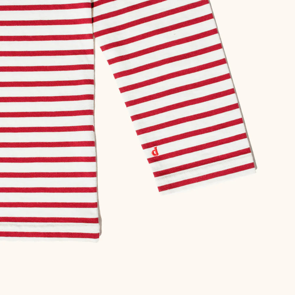 Langarmshirt Gestreift aus Bio-Baumwolle in Bordeaux/Off-White