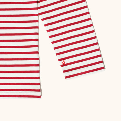 Langarmshirt Gestreift aus Bio-Baumwolle in Bordeaux/Off-White
