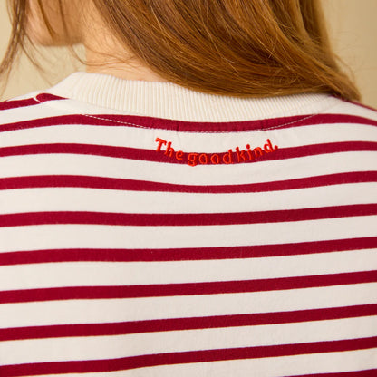 Langarmshirt Gestreift aus Bio-Baumwolle in Bordeaux/Off-White