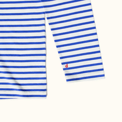 Langarmshirt Gestreift aus Bio-Baumwolle in Königsblau/Off-White