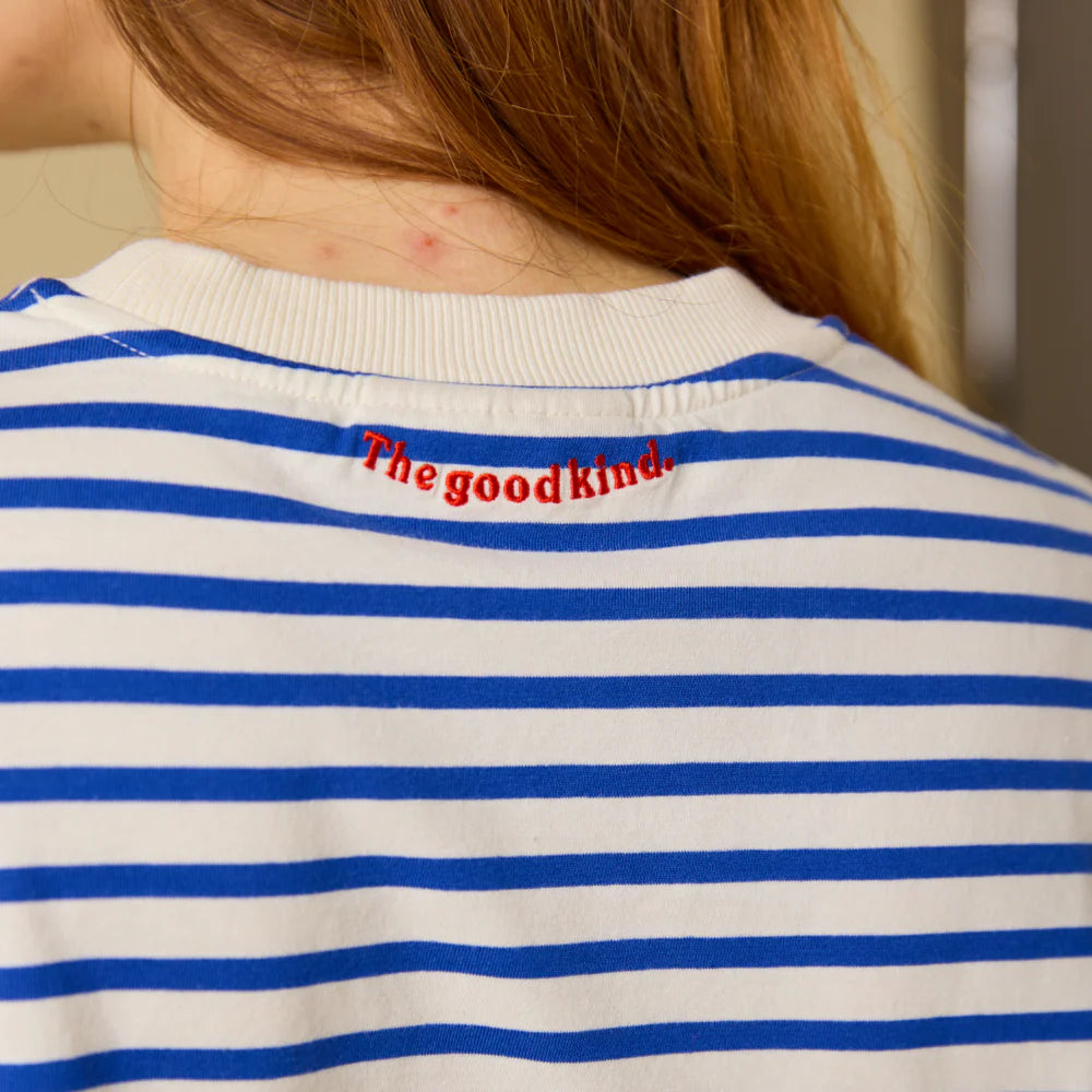 Langarmshirt Gestreift aus Bio-Baumwolle in Königsblau/Off-White