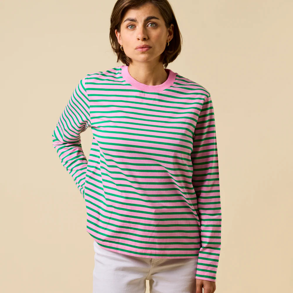 Langarmshirt Gestreift aus Bio-Baumwolle in Pink/Grün
