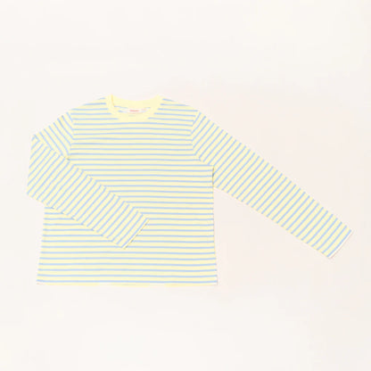 Langarmshirt Gestreift aus Bio-Baumwolle in Gelb/Hellblau