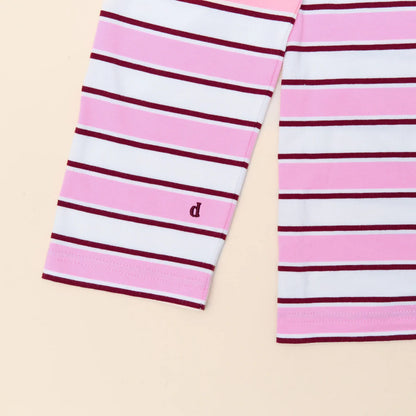 Langarmshirt Gestreift aus Bio-Baumwolle in Weiß/Pink