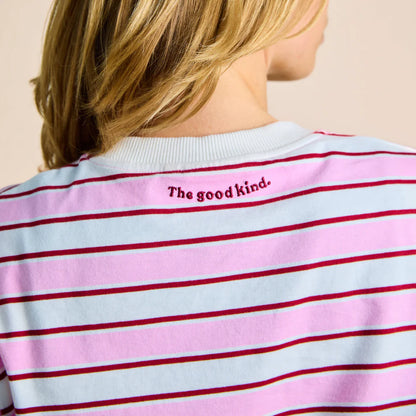 Langarmshirt Gestreift aus Bio-Baumwolle in Weiß/Pink