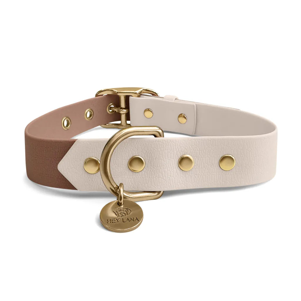 Handgemachtes Hundehalsband Outdoor – FLEX Mocca/Mousse