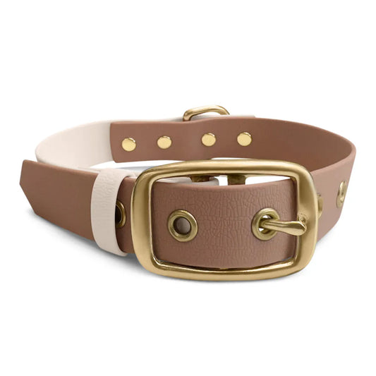 Handgemachtes Hundehalsband Outdoor – FLEX Mocca/Mousse