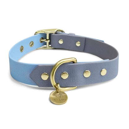 Handgemachtes Hundehalsband Outdoor – FLEX Taupe/Blau