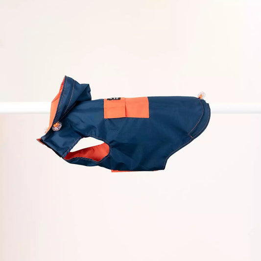 Regenmantel Anorak Navy/Orange