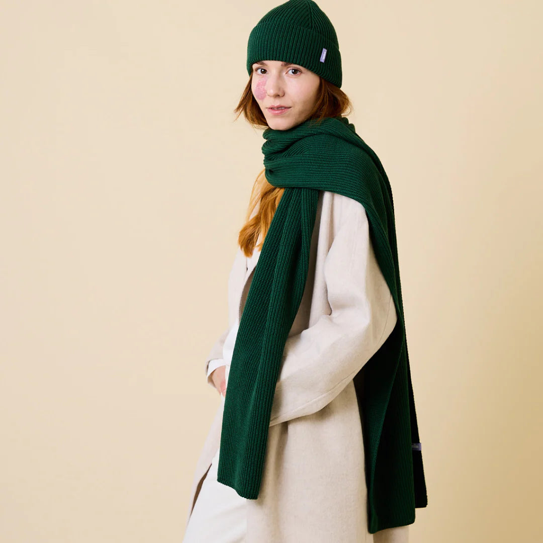 Schal aus Merinowolle Dunkelgrün