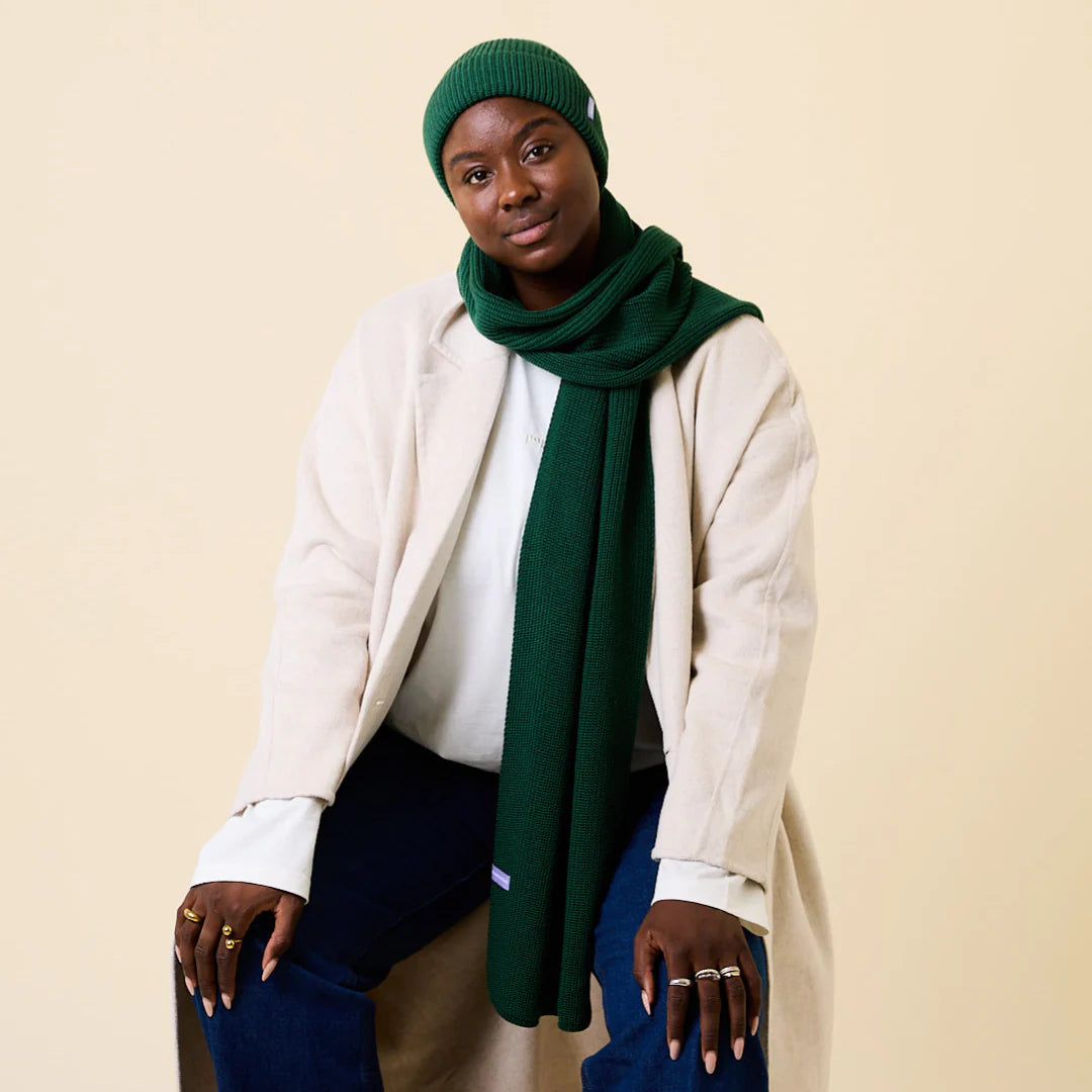 Schal aus Merinowolle Dunkelgrün