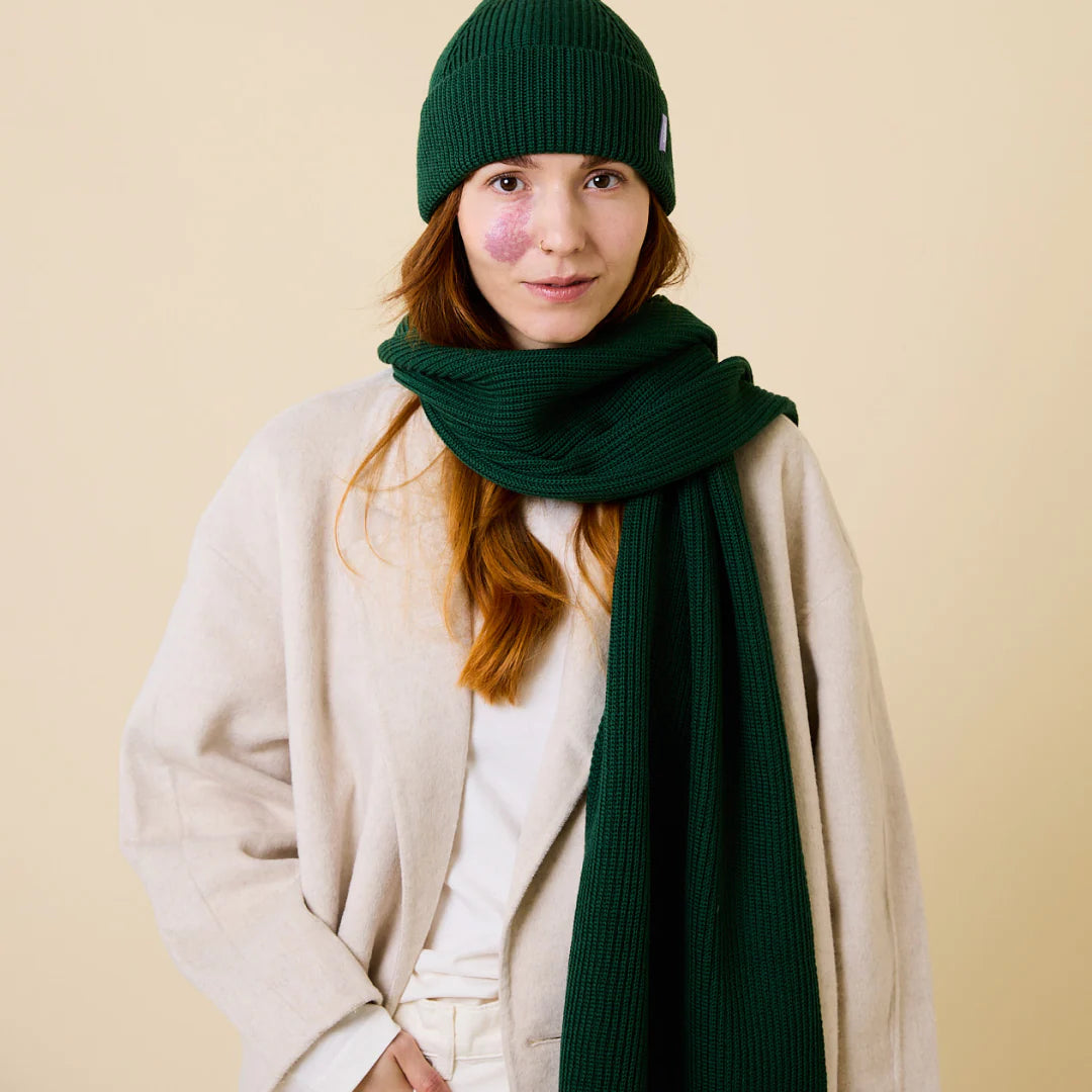 Schal aus Merinowolle Dunkelgrün