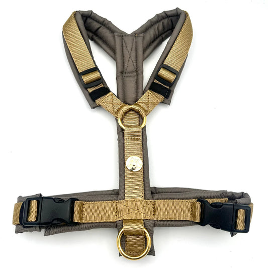 Handgemachtes Softgeschirr für Hunde in Greige/Bronze von Lieblingsfreund, erhältlich bei fiffi&muschi - Hundeladen/Concept Store Köln