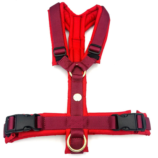 Handgemachtes Softgeschirr für Hunde in Rot/Bordeaux von Lieblingsfreund, erhältlich bei fiffi&muschi- Hundeladen/Concept Store Köln