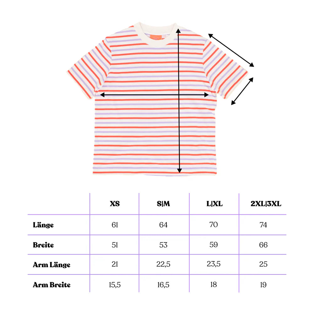 T-Shirt Gestreift aus Bio-Baumwolle in Lila/Rot/Weiß