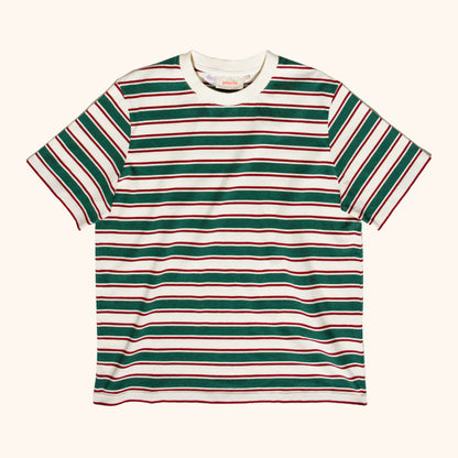 T-Shirt Gestreift aus Bio-Baumwolle in Dunkelgrün/Bordeaux