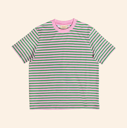 T-Shirt Gestreift aus Bio-Baumwolle in Pink/Grün