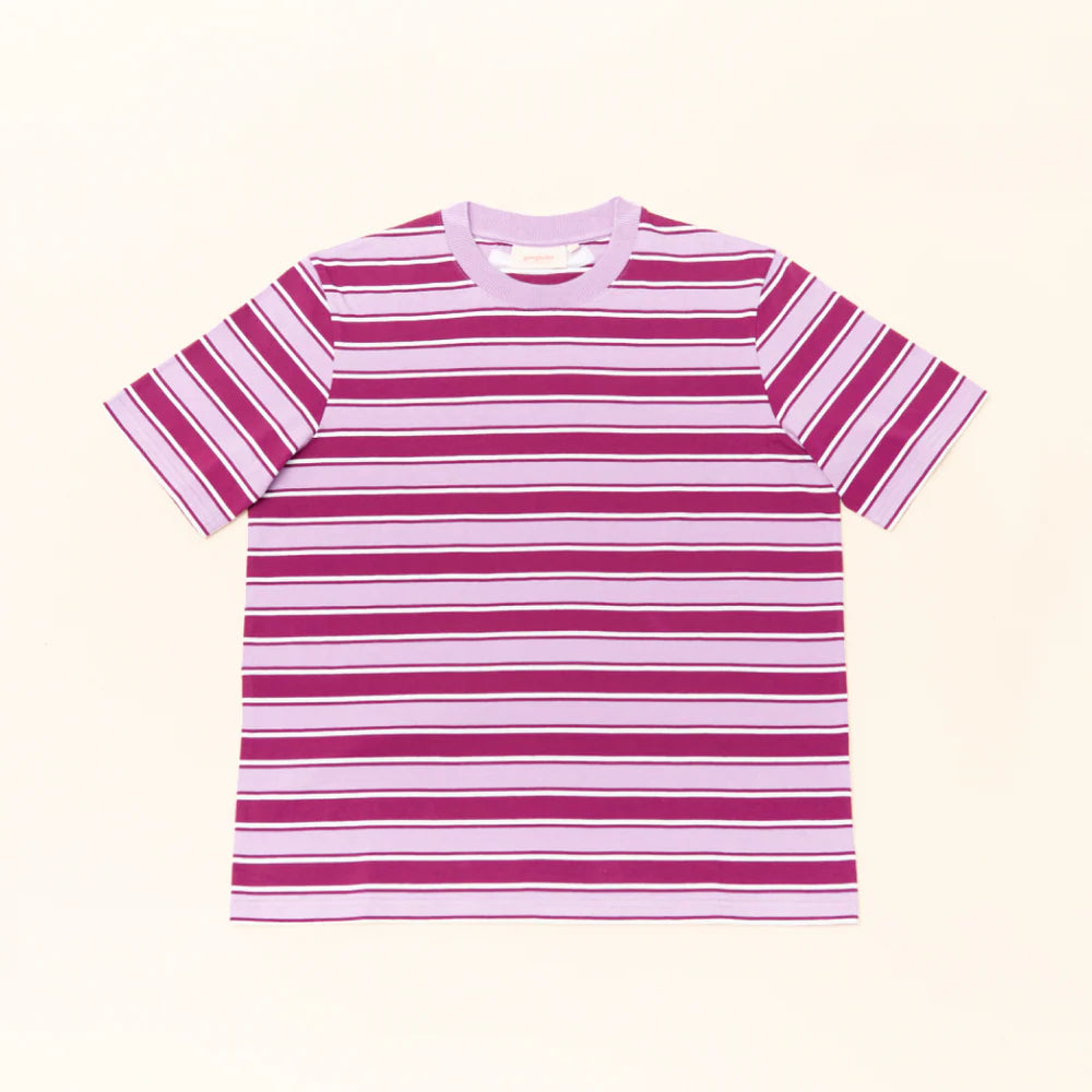 T-Shirt Gestreift aus Bio-Baumwolle in Aubergine/Pink