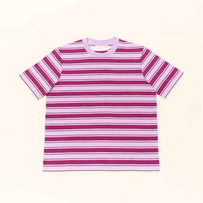 T-Shirt Gestreift aus Bio-Baumwolle in Aubergine/Pink