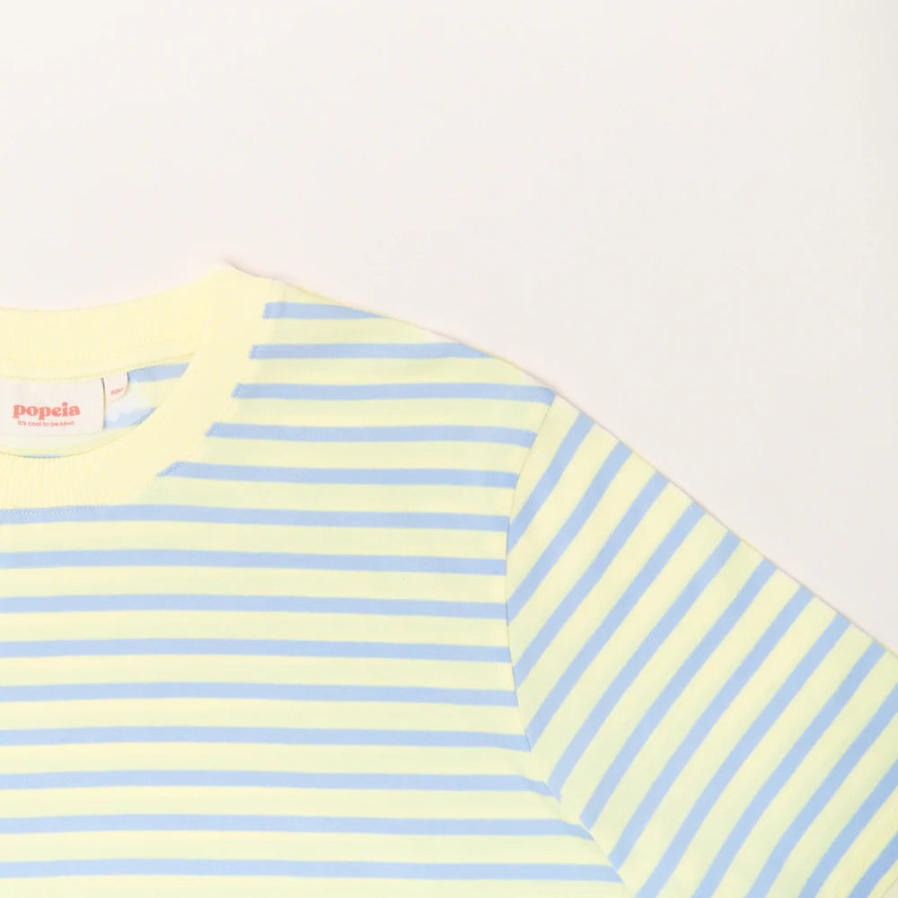 T-Shirt Gestreift aus Bio-Baumwolle in Gelb/Hellblau