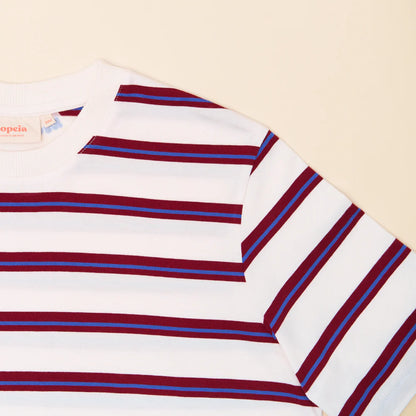 T-Shirt Gestreift aus Bio-Baumwolle in Königsblau/Rot