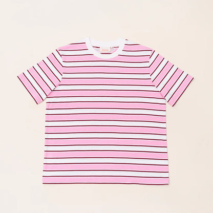 T-Shirt Gestreift aus Bio-Baumwolle in Weiß/Pink