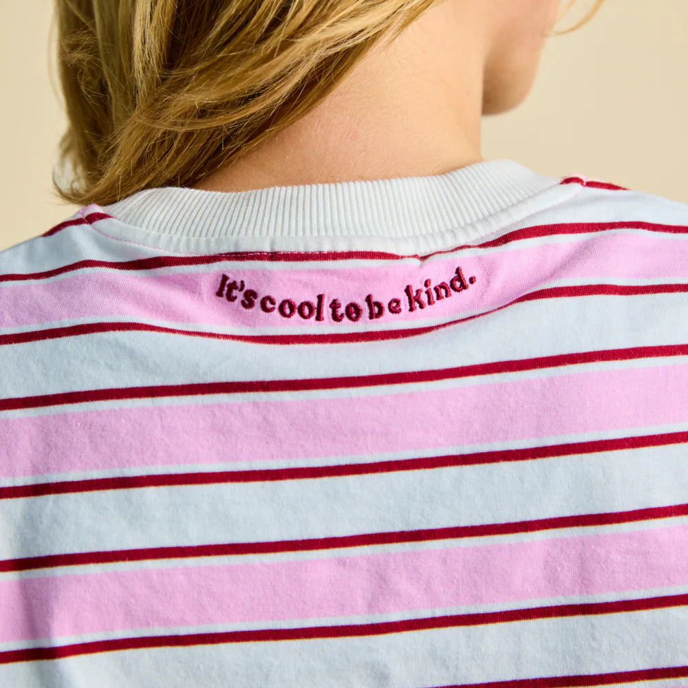 T-Shirt Gestreift aus Bio-Baumwolle in Weiß/Pink