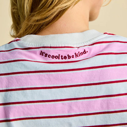 T-Shirt Gestreift aus Bio-Baumwolle in Weiß/Pink