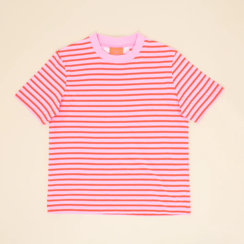 T-Shirt Gestreift aus Bio-Baumwolle in Pink/Rot