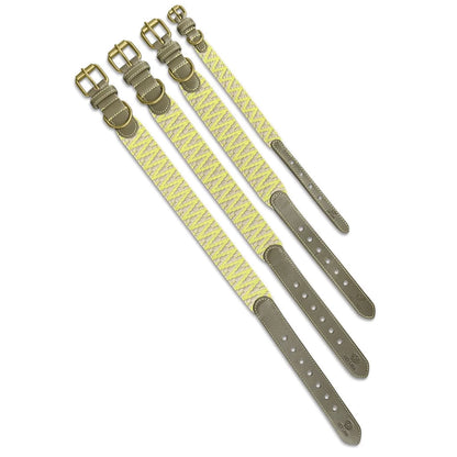Premium Hundehalsband Gepolstert | Olivgrün/Neongelb